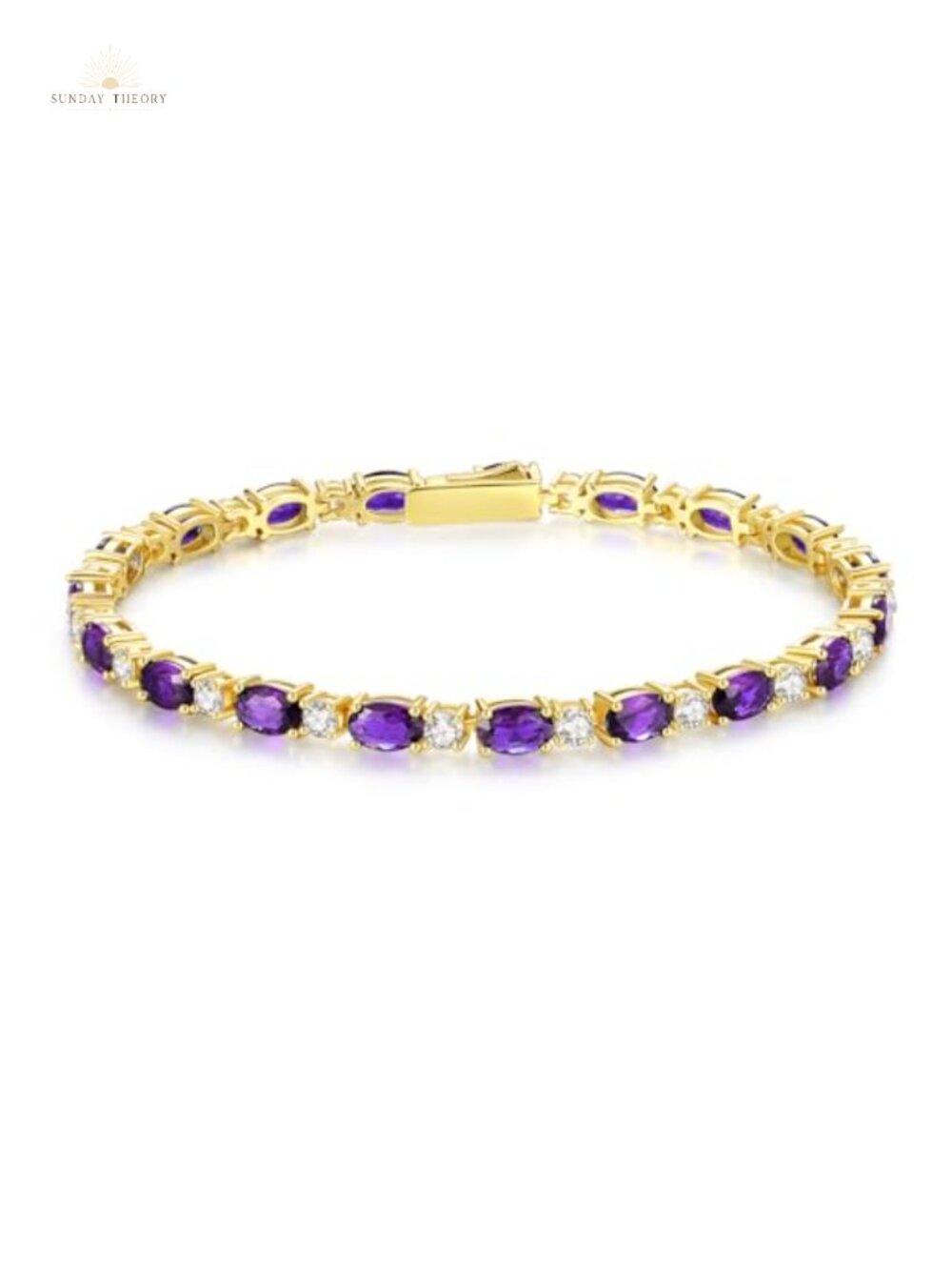 Sterling Silver 14K Gold Plated Tennis Bracelet Women 7"